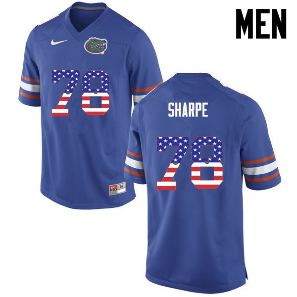 Florida Gators Men #78 David Sharpe College Football USA Flag Fashion Blue